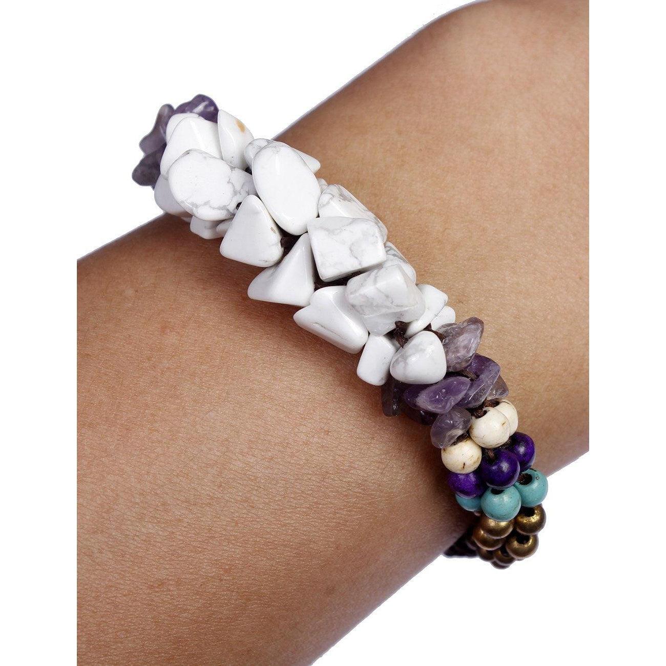 Cluster Brass Bead & Stone Bracelet - Thailand Bracelets La Vie Bien Cluster Brass Bead & Stone Bracelet - Thailand