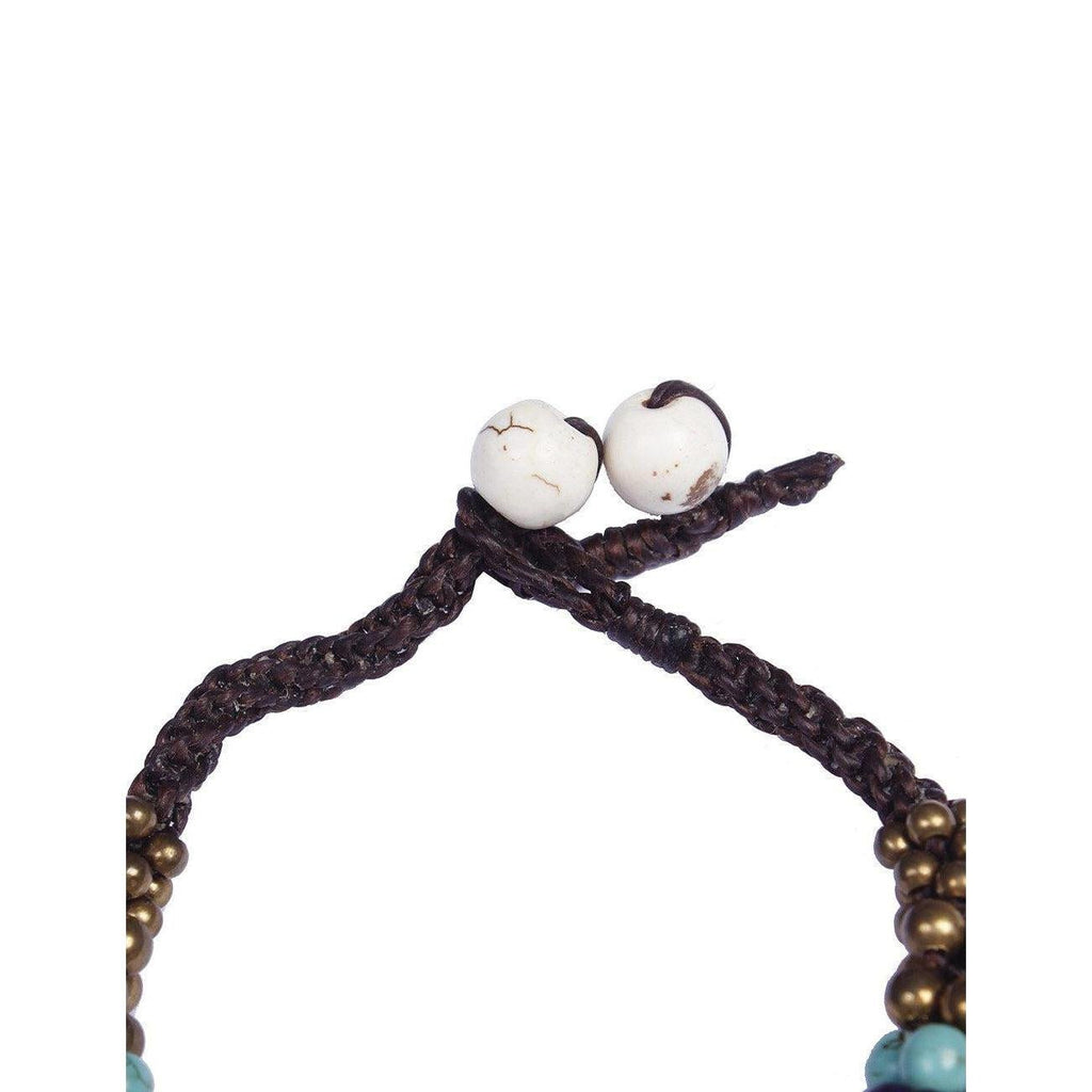 Cluster Brass Bead & Stone Bracelet - Thailand Bracelets La Vie Bien Cluster Brass Bead & Stone Bracelet - Thailand