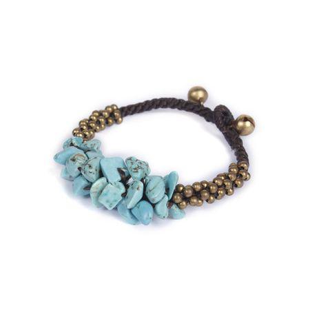 Cluster Brass Bead & Stone Bracelet - Thailand Bracelets La Vie Bien Cluster Brass Bead & Stone Bracelet - Thailand