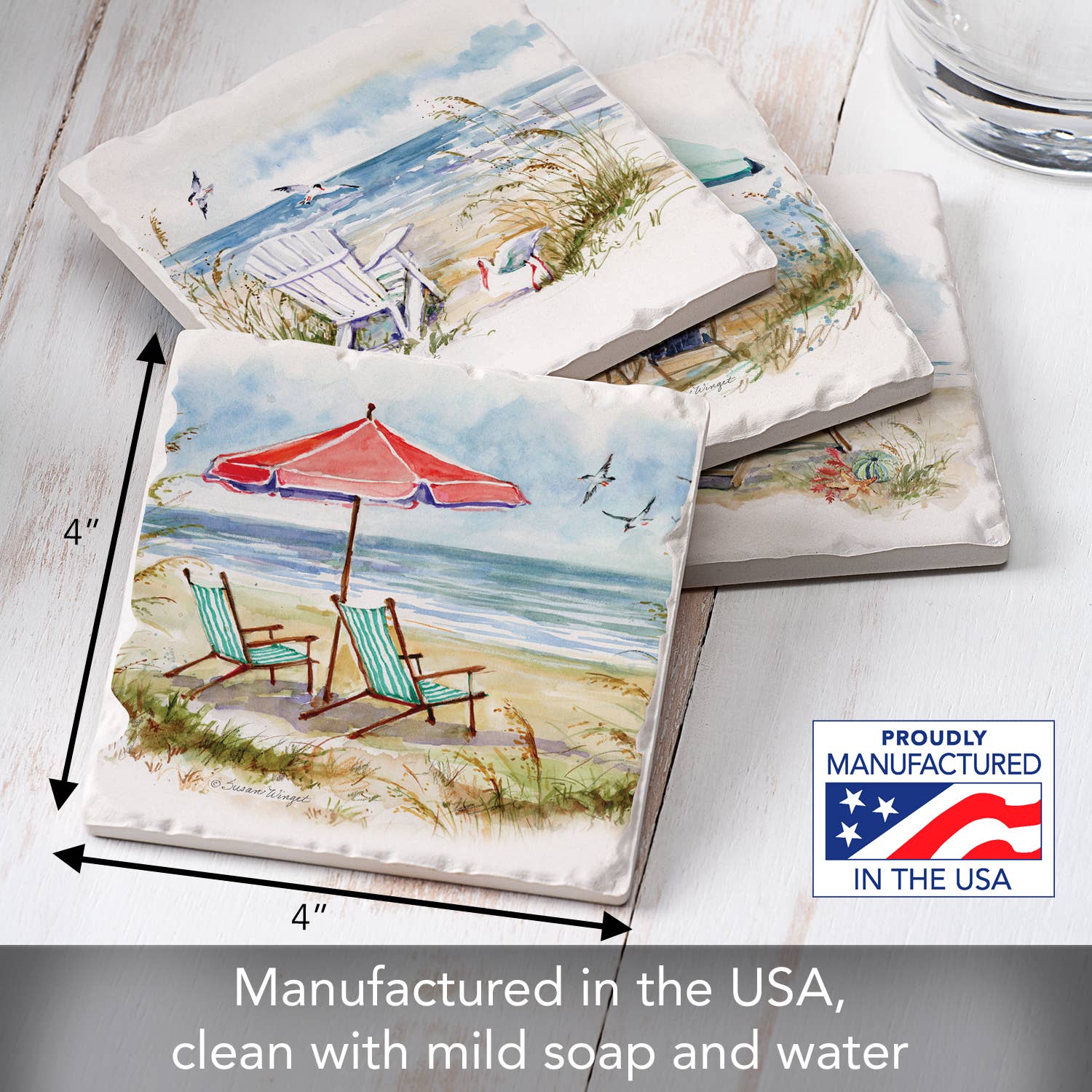 Coastal Moments 4 Pack Assorted Image Coaster Set La Vie Bien Coastal Moments 4 Pack Assorted Image Coaster Set