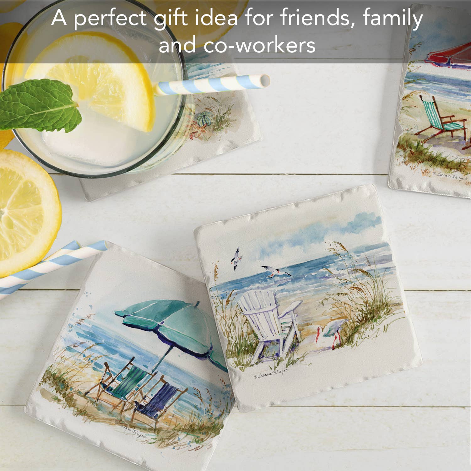 Coastal Moments 4 Pack Assorted Image Coaster Set La Vie Bien Coastal Moments 4 Pack Assorted Image Coaster Set