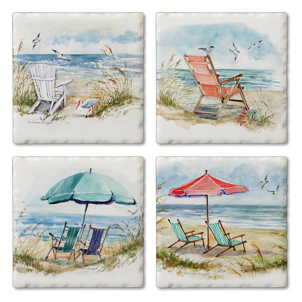 Coastal Moments 4 Pack Assorted Image Coaster Set La Vie Bien Coastal Moments 4 Pack Assorted Image Coaster Set