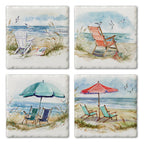 Coastal Moments 4 Pack Assorted Image Coaster Set La Vie Bien Coastal Moments 4 Pack Assorted Image Coaster Set