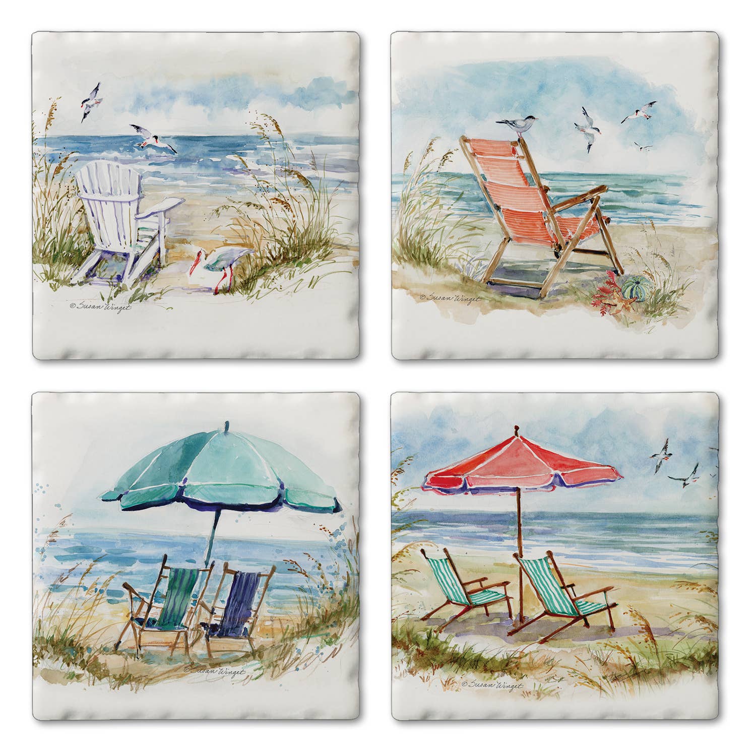 Coastal Moments 4 Pack Assorted Image Coaster Set La Vie Bien Coastal Moments 4 Pack Assorted Image Coaster Set