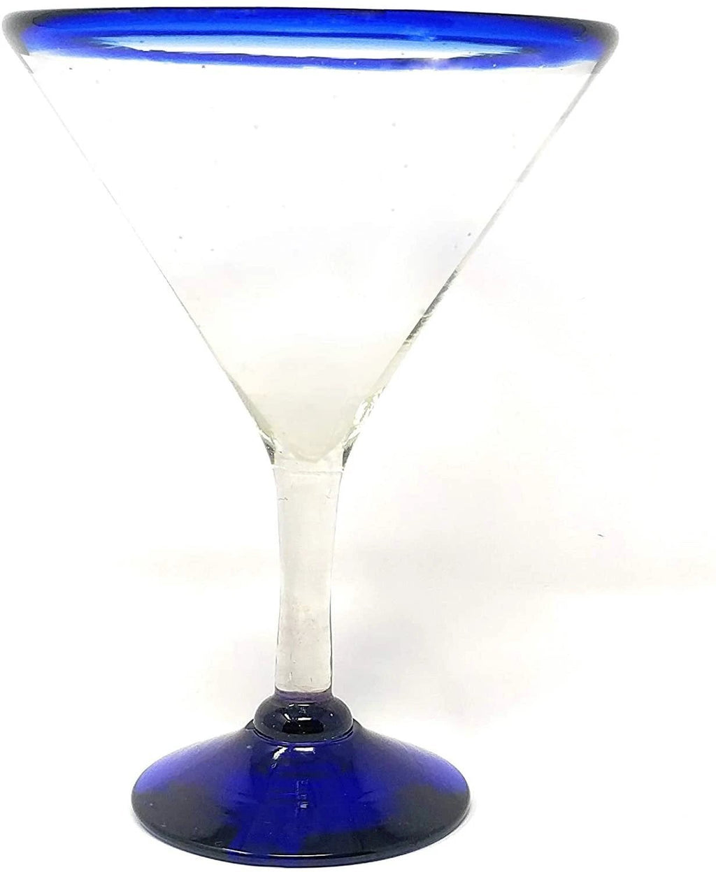 Cobalt Blue Rim Modern Margarita Glasses - Martini Style - Set of 4 (12 oz each) by Dos Sueños