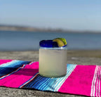 Cobalt Blue Rim Tumbler Glasses - Set of 6 (10 oz each) by Dos Sueños