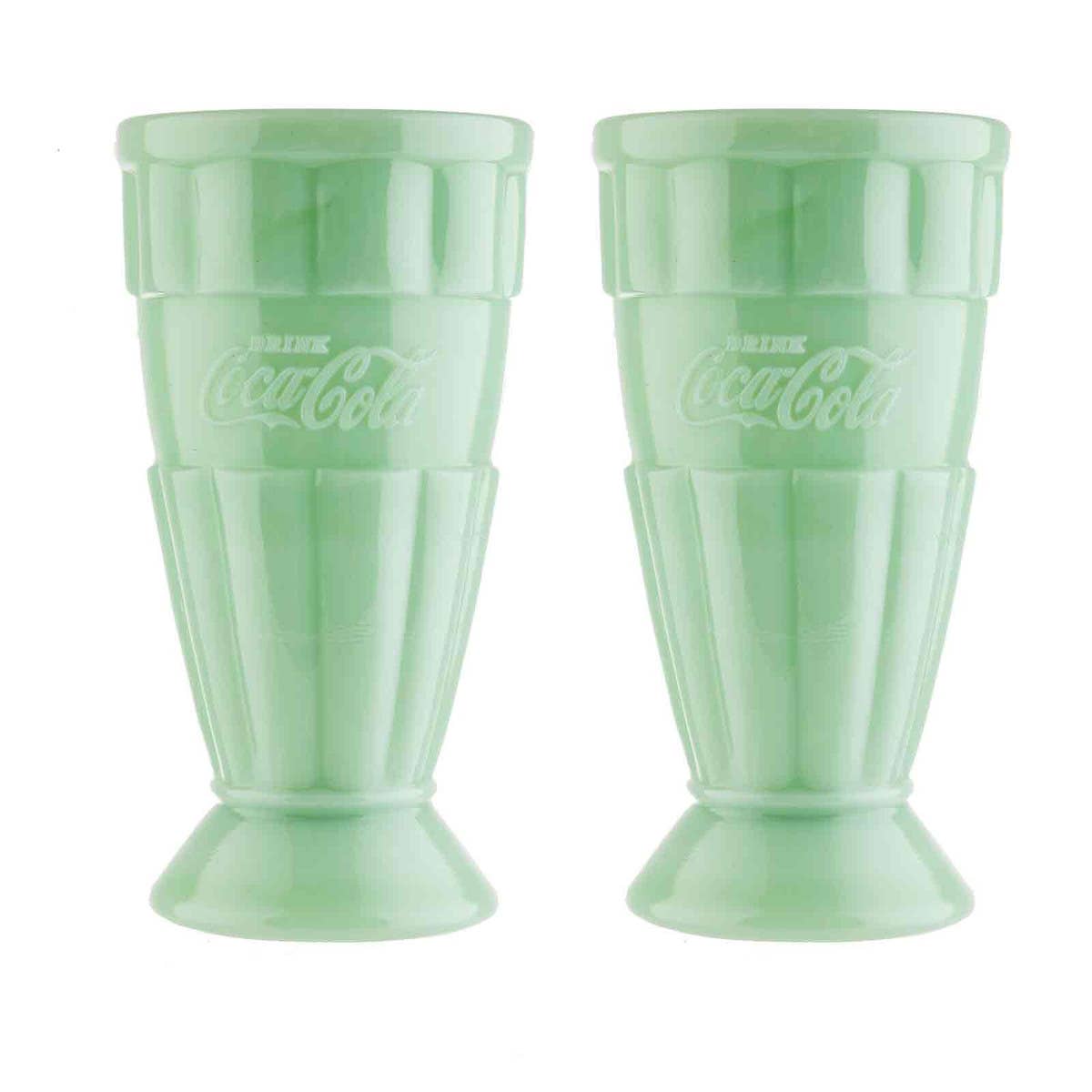 Coca - Cola Jadeite Malt Tumbler, 16 oz Set of 2, Jadeite Glass Kitchen / Dining La Vie Bien Coca - Cola Jadeite Malt Tumbler, 16 oz Set of 2, Jadeite Glass