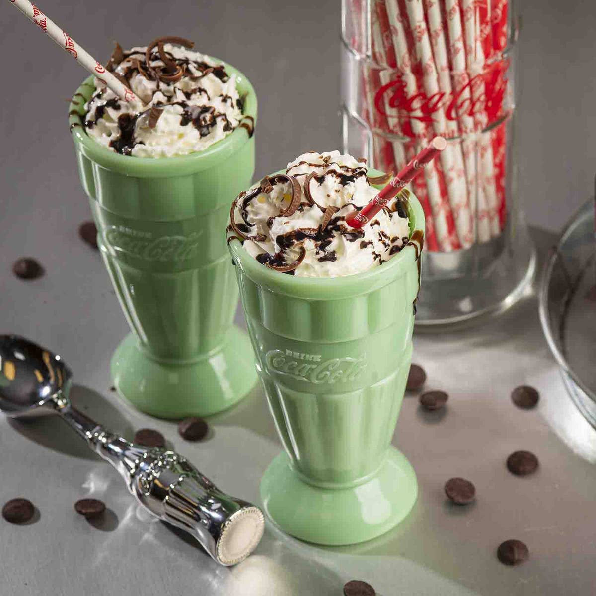 Coca - Cola Jadeite Malt Tumbler, 16 oz Set of 2, Jadeite Glass Kitchen / Dining La Vie Bien Coca - Cola Jadeite Malt Tumbler, 16 oz Set of 2, Jadeite Glass