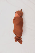 Cocoa Ribbed Stretch Swaddle by Little Mae & Co