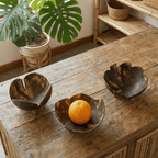 Coconut Bowls in Set of 3 | Decorative Boho Rustic Footed Bowls by The Bullish Store