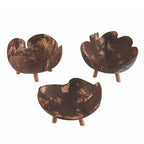Coconut Bowls in Set of 3 | Decorative Boho Rustic Footed Bowls by The Bullish Store