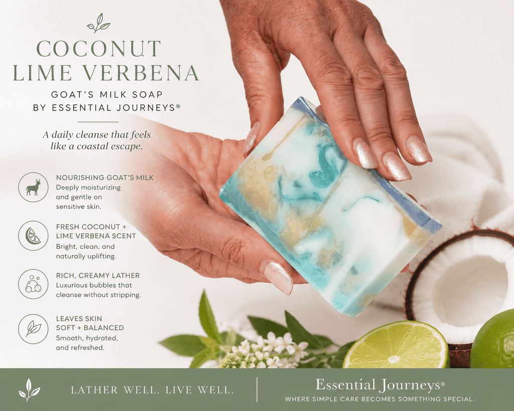 COCONUT LIME VERBENA GOATS MILK SOAP SLICE 5 oz. GOAT'S MILK SOAP La Vie Bien COCONUT LIME VERBENA GOATS MILK SOAP SLICE 5 oz.