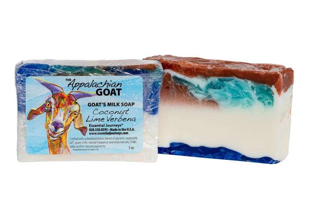 COCONUT LIME VERBENA GOATS MILK SOAP SLICE 5 oz. by Essential Journeys