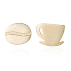 Coffee Cup & Bean Earrings in Rose Gold or Silver by The Bullish Store