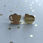 Coffee Cup & Bean Earrings in Rose Gold or Silver Jewelry La Vie Bien Coffee Cup & Bean Earrings in Rose Gold or Silver