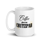Coffee gives me chutzpah White glossy mug by La Vie Bien