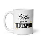Coffee gives me chutzpah White glossy mug by La Vie Bien