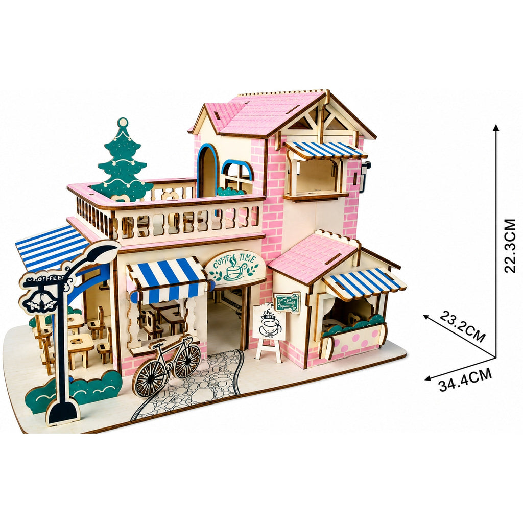 Coffee Shop Building Model Kit - Wooden Laser-Cut 3D Puzzle (161 Pcs) Toys > 3D Puzzles La Vie Bien Coffee Shop Building Model Kit - Wooden Laser-Cut 3D Puzzle (161 Pcs)
