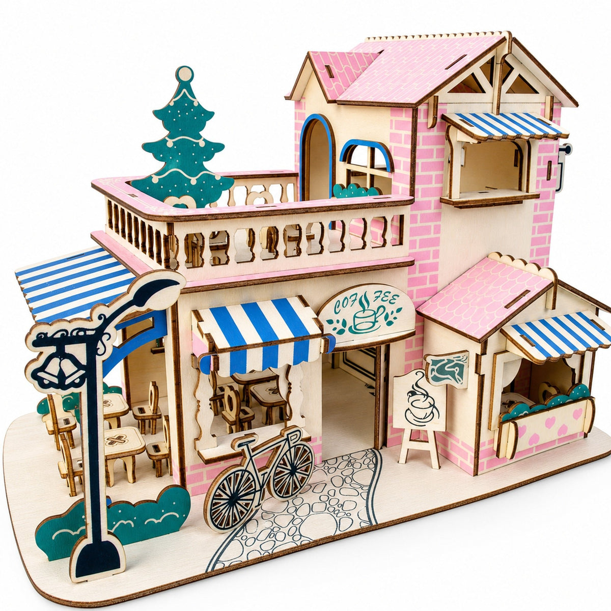 Coffee Shop Building Model Kit - Wooden Laser-Cut 3D Puzzle (161 Pcs) Toys > 3D Puzzles La Vie Bien Coffee Shop Building Model Kit - Wooden Laser-Cut 3D Puzzle (161 Pcs)