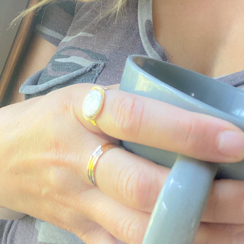 Coin Freshwater Pearl Ring