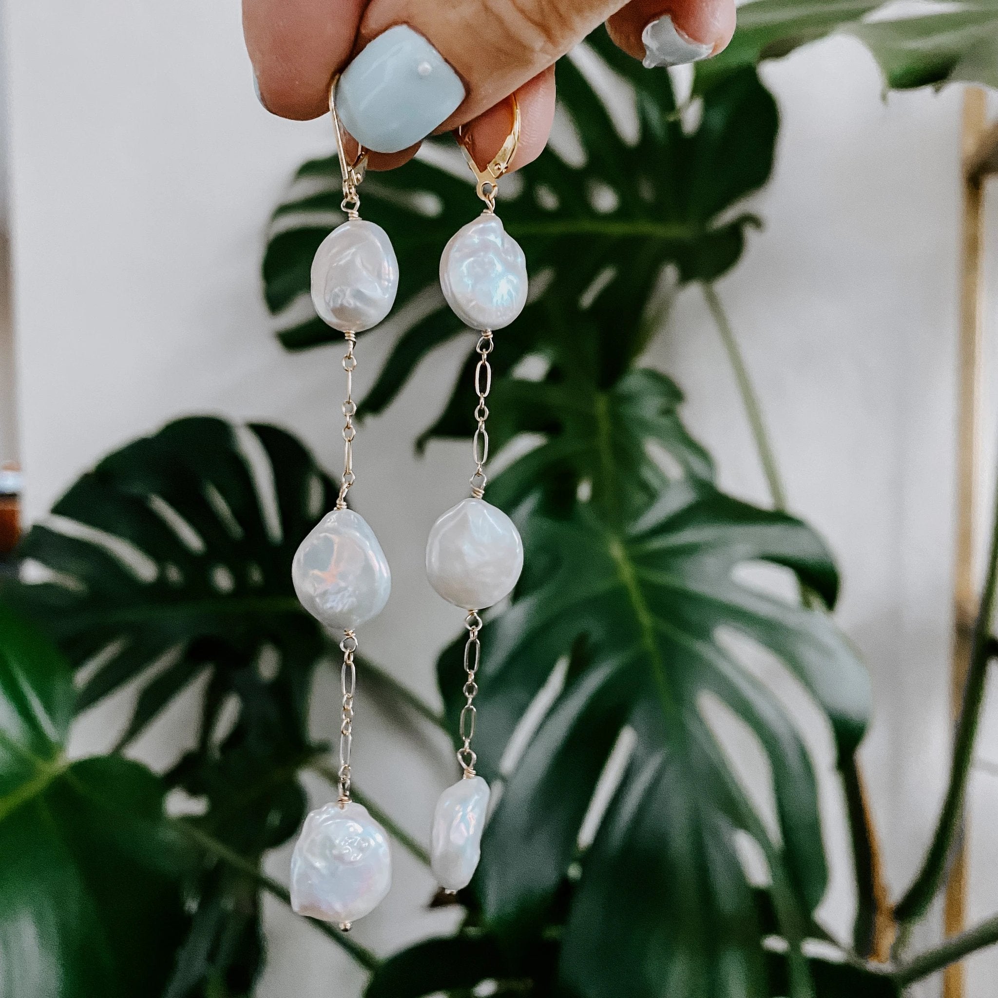 Coin Pearl Earrings by Derive Jewelry
