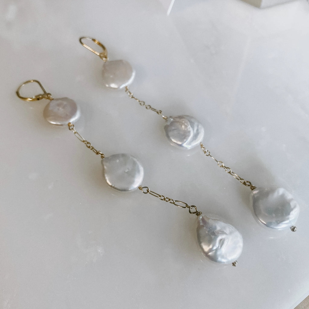Coin Pearl Earrings by Derive Jewelry