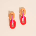 Color Block Acrylic Chain Huggie Hoop Charms by Oh Clementine