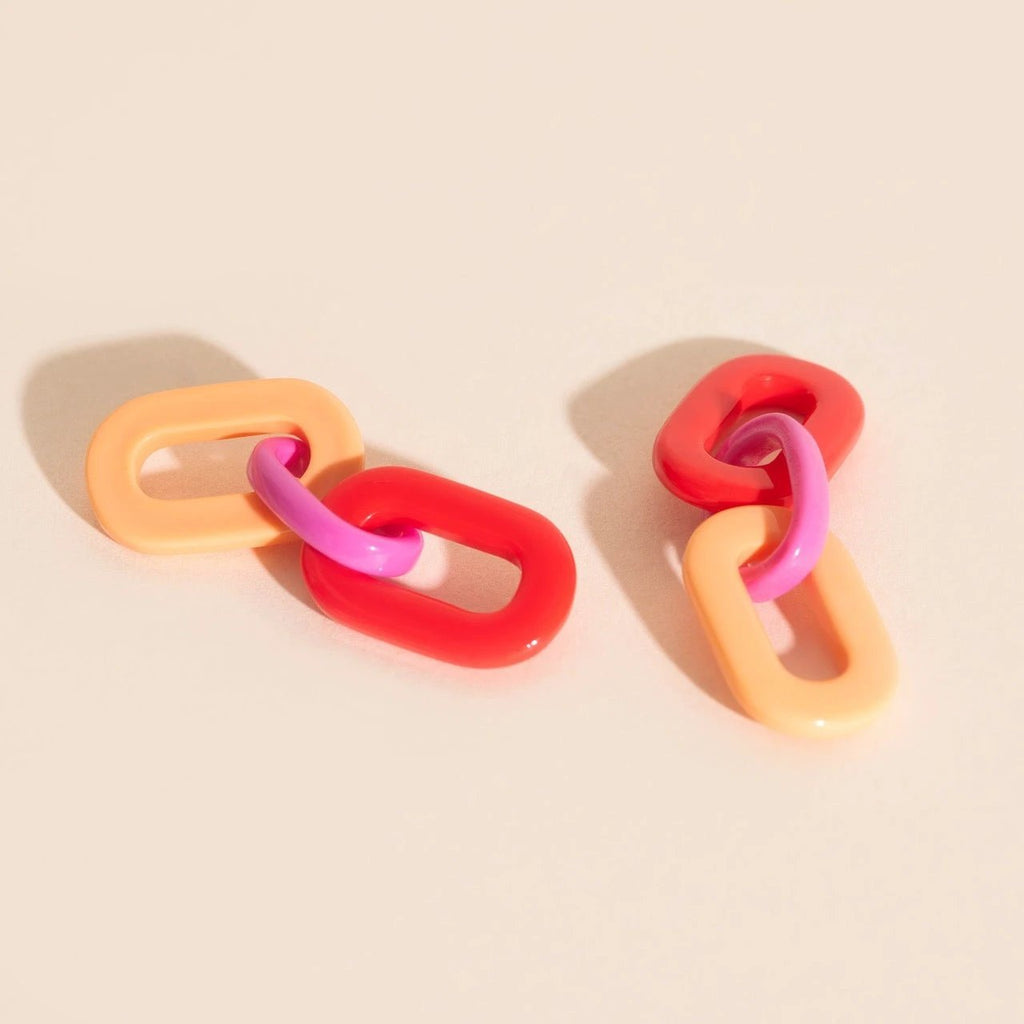 Color Block Acrylic Chain Huggie Hoop Charms by Oh Clementine