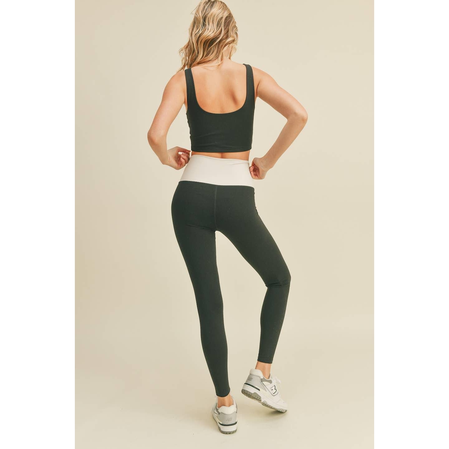 Color Block Front - Twist Top & Leggings Set in Black or Pink [Sizes S - L]