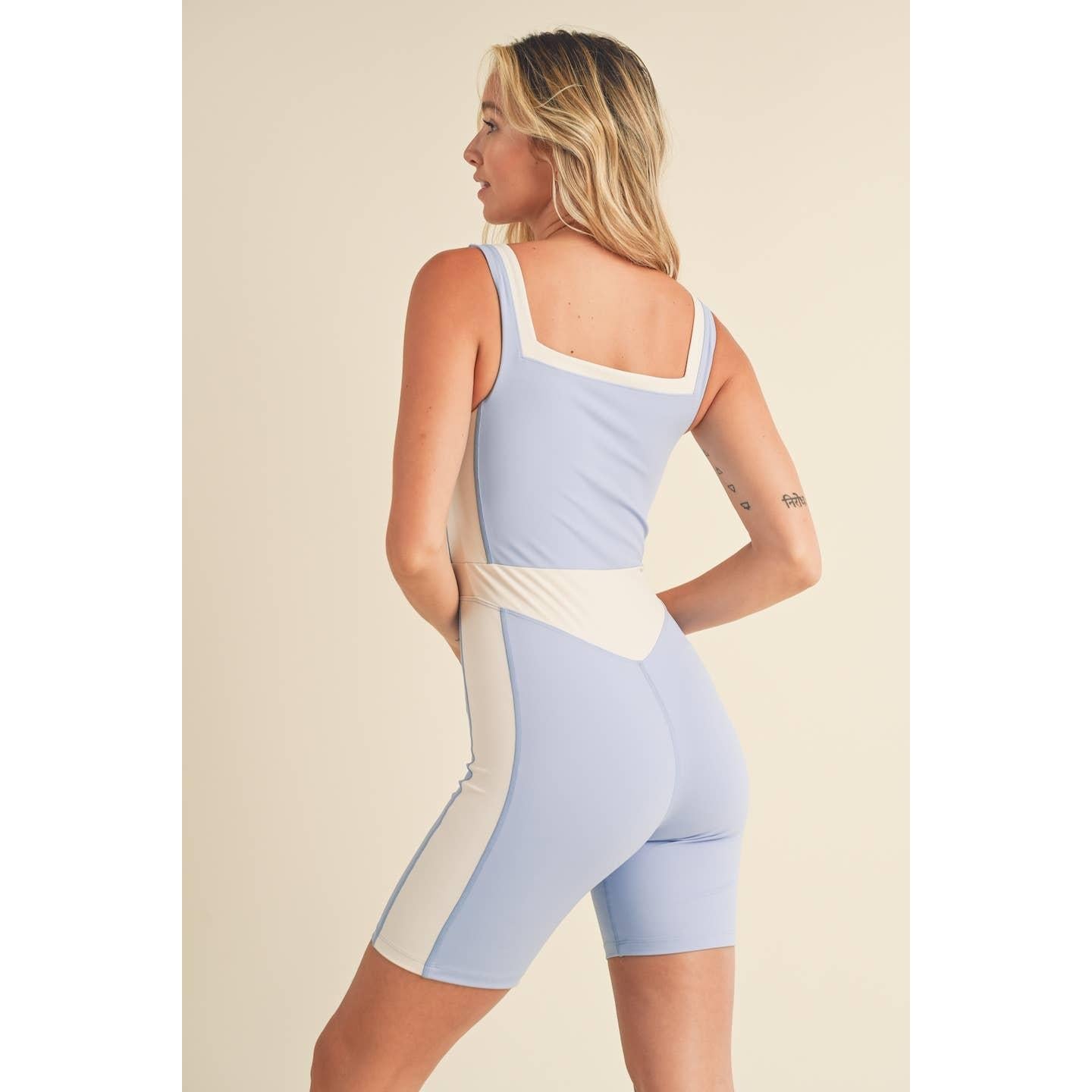Color Block Romper in Blue [Sizes S - L]