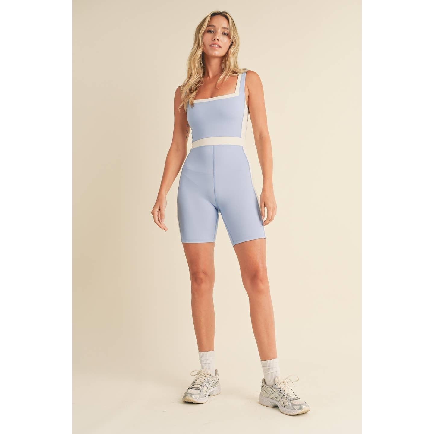 Color Block Romper in Blue [Sizes S - L]