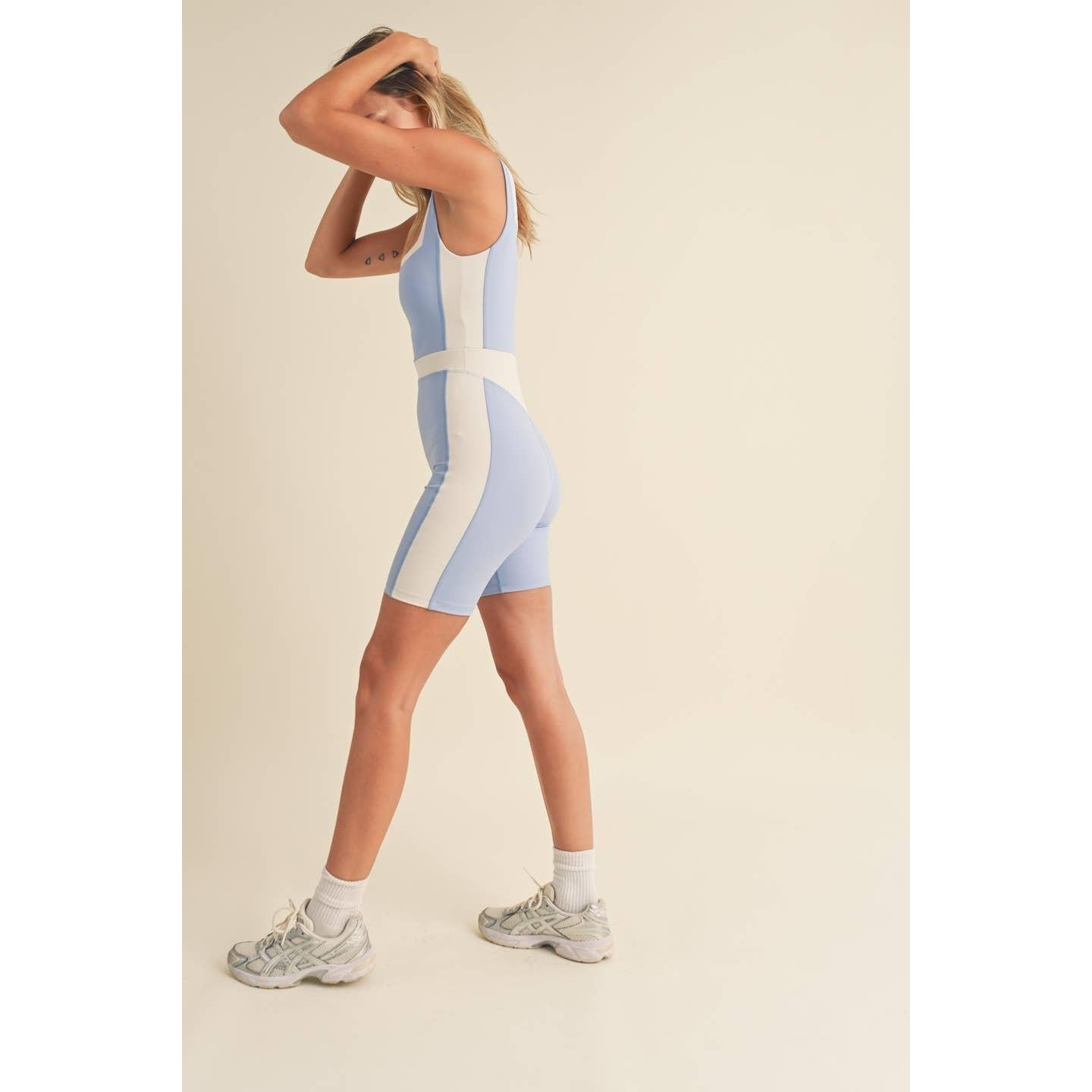 Color Block Romper in Blue [Sizes S - L]