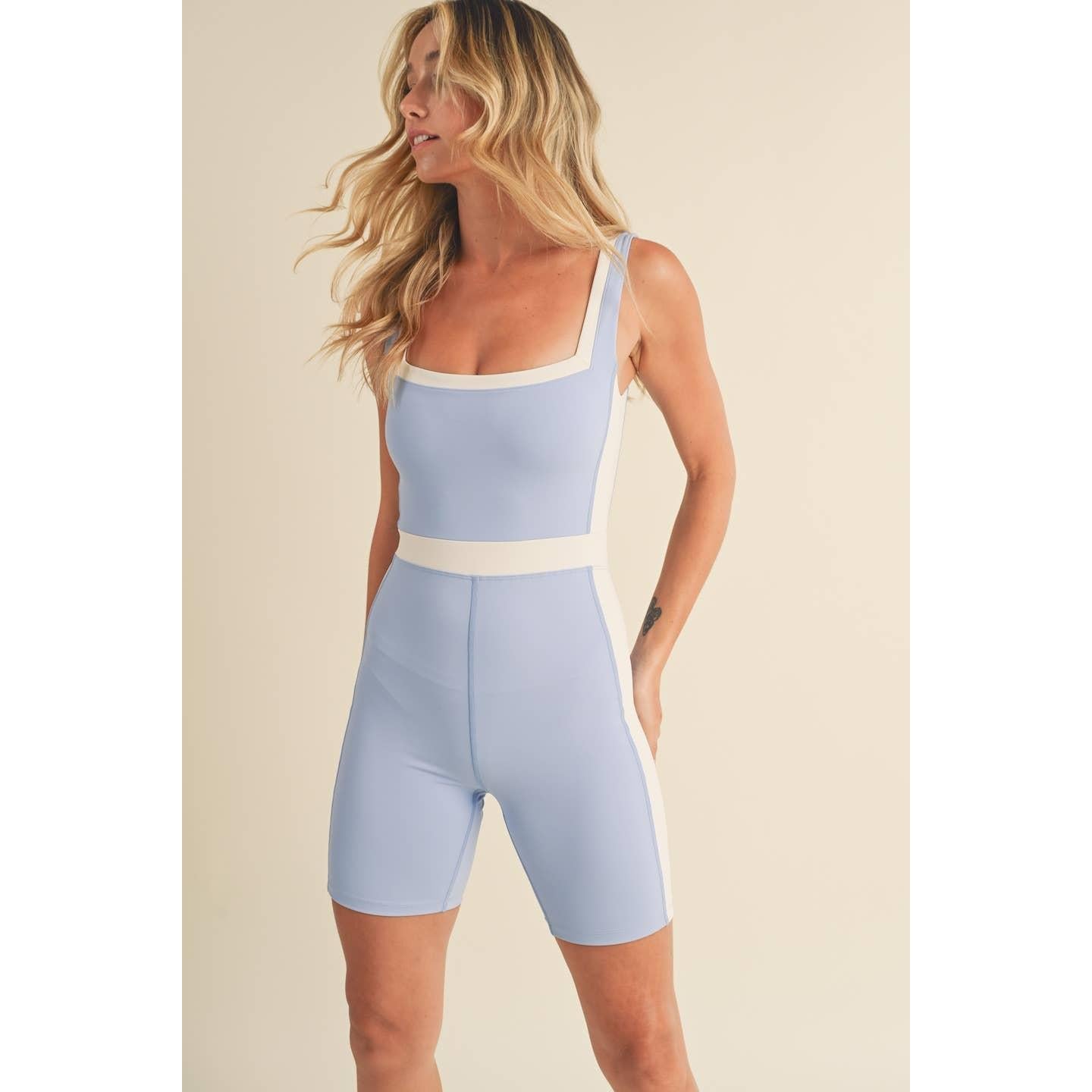 Color Block Romper in Blue [Sizes S - L]