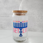 Color Changing Get Lit Hanukkah Glass Can Cup by Salt Sparkle Shalom