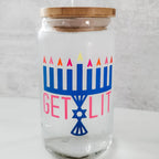 Color Changing Get Lit Hanukkah Glass Can Cup by Salt Sparkle Shalom