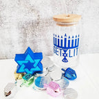 Color Changing Get Lit Hanukkah Glass Can Cup by Salt Sparkle Shalom