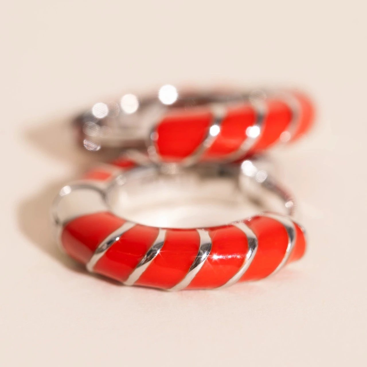 Color Chunky Rounded Huggie Hoop Earrings by Oh Clementine