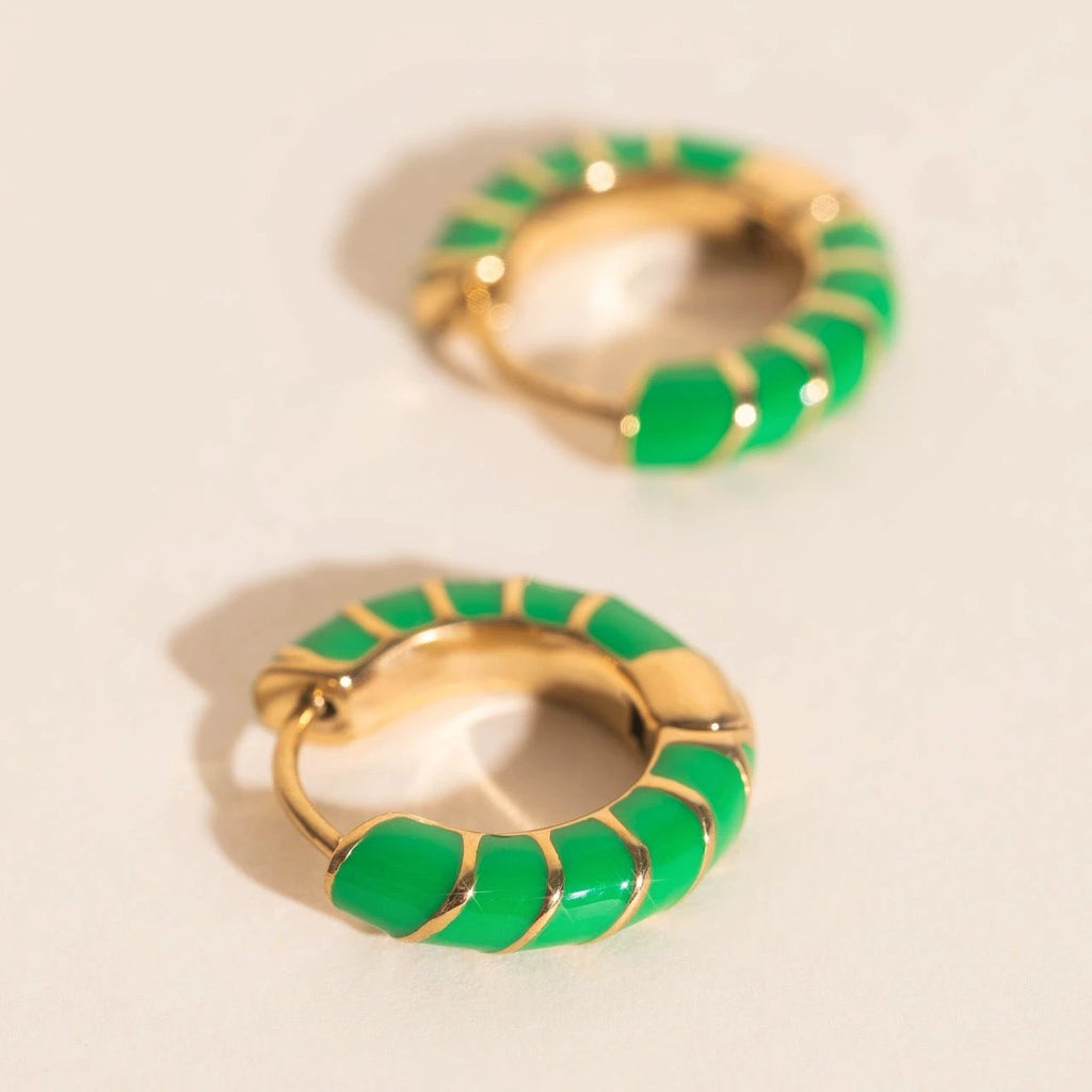 Color Chunky Rounded Huggie Hoop Earrings by Oh Clementine