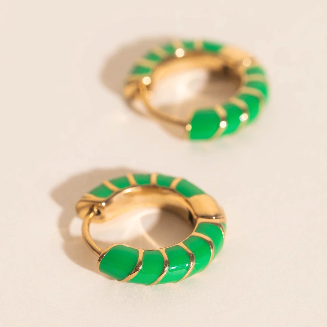 Color Chunky Rounded Huggie Hoop Earrings by Oh Clementine