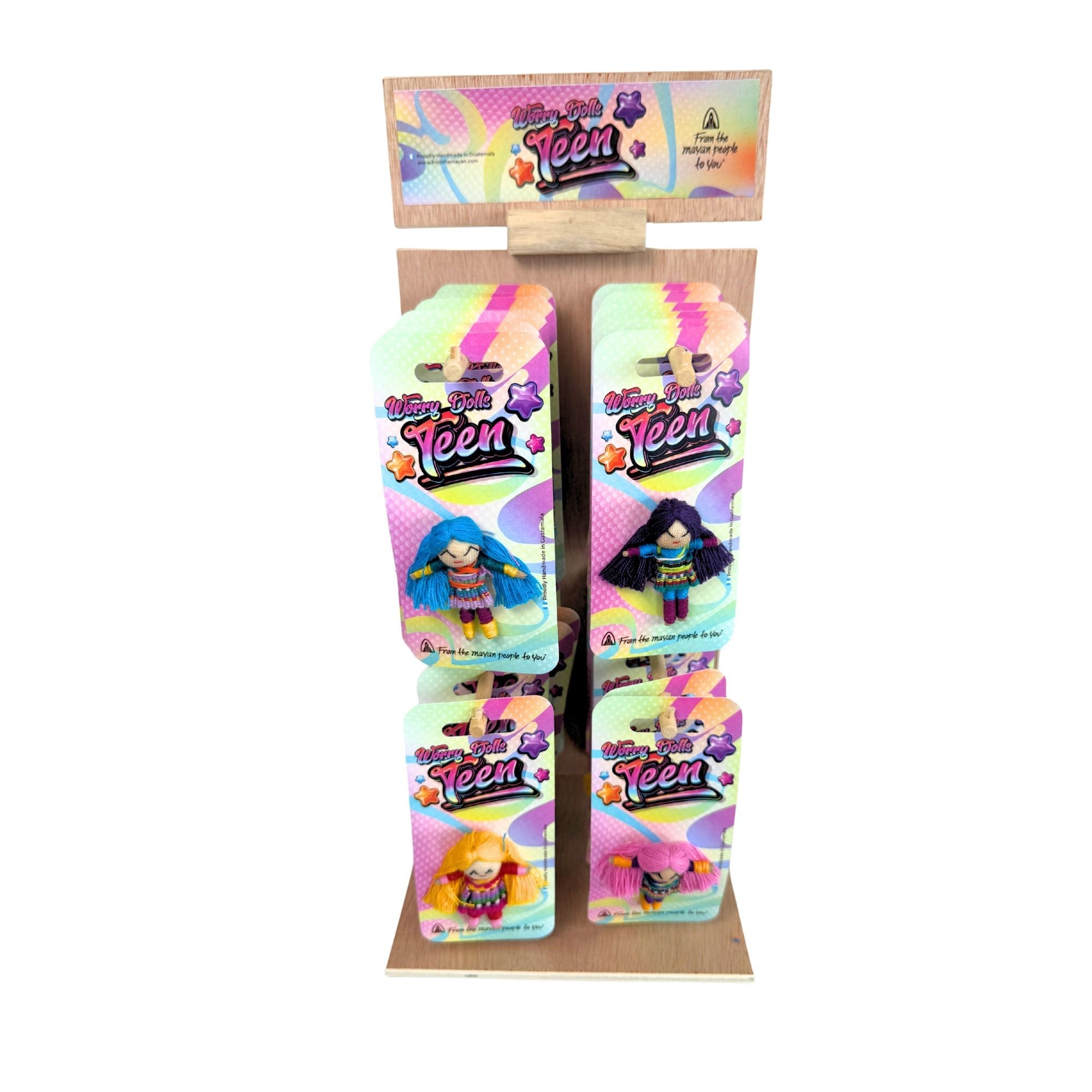 Color Pop Teen Guatemalan Worry Dolls Set of 24 with Stand La Vie Bien Color Pop Teen Guatemalan Worry Dolls Set of 24 with Stand