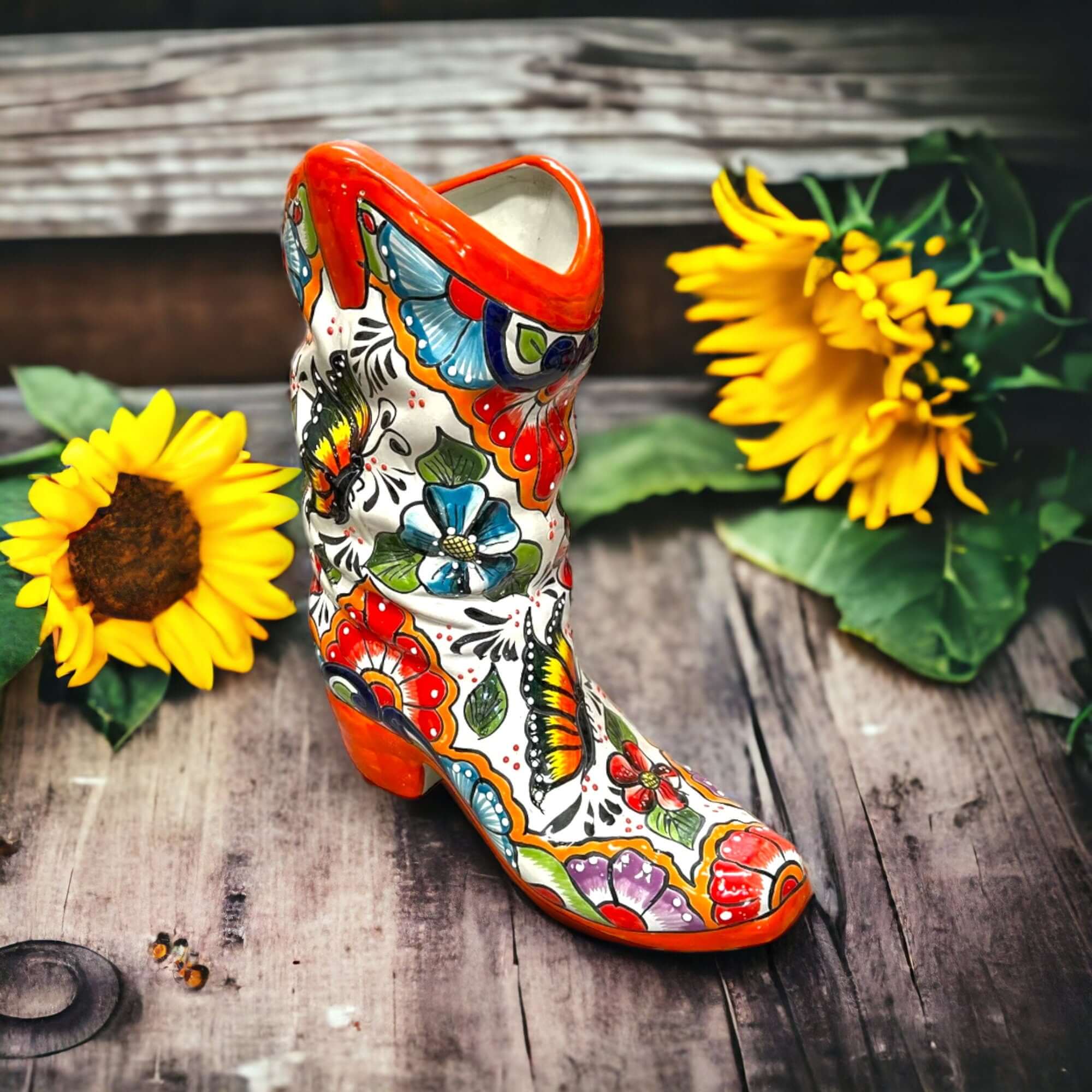 Colorful Boot Planter | Handcrafted Talavera Pot Talavera Planter La Vie Bien Colorful Boot Planter | Handcrafted Talavera Pot