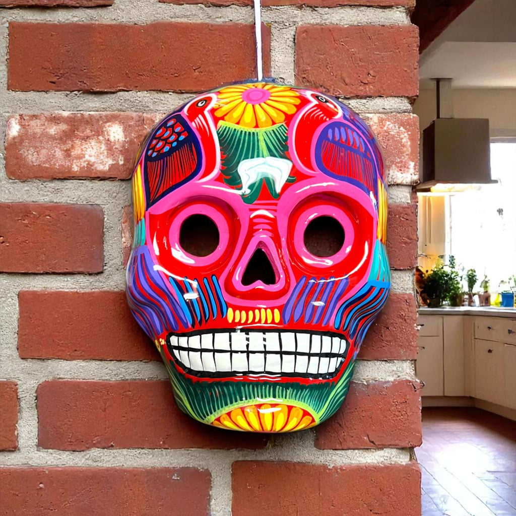 Colorful Calavera Skull | Hand-Painted Mexican Wall Art Decor Guerrero Wall Art La Vie Bien Colorful Calavera Skull | Hand-Painted Mexican Wall Art Decor