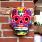 Colorful Calavera Skull | Hand-Painted Mexican Wall Art Decor Guerrero Wall Art La Vie Bien Colorful Calavera Skull | Hand-Painted Mexican Wall Art Decor