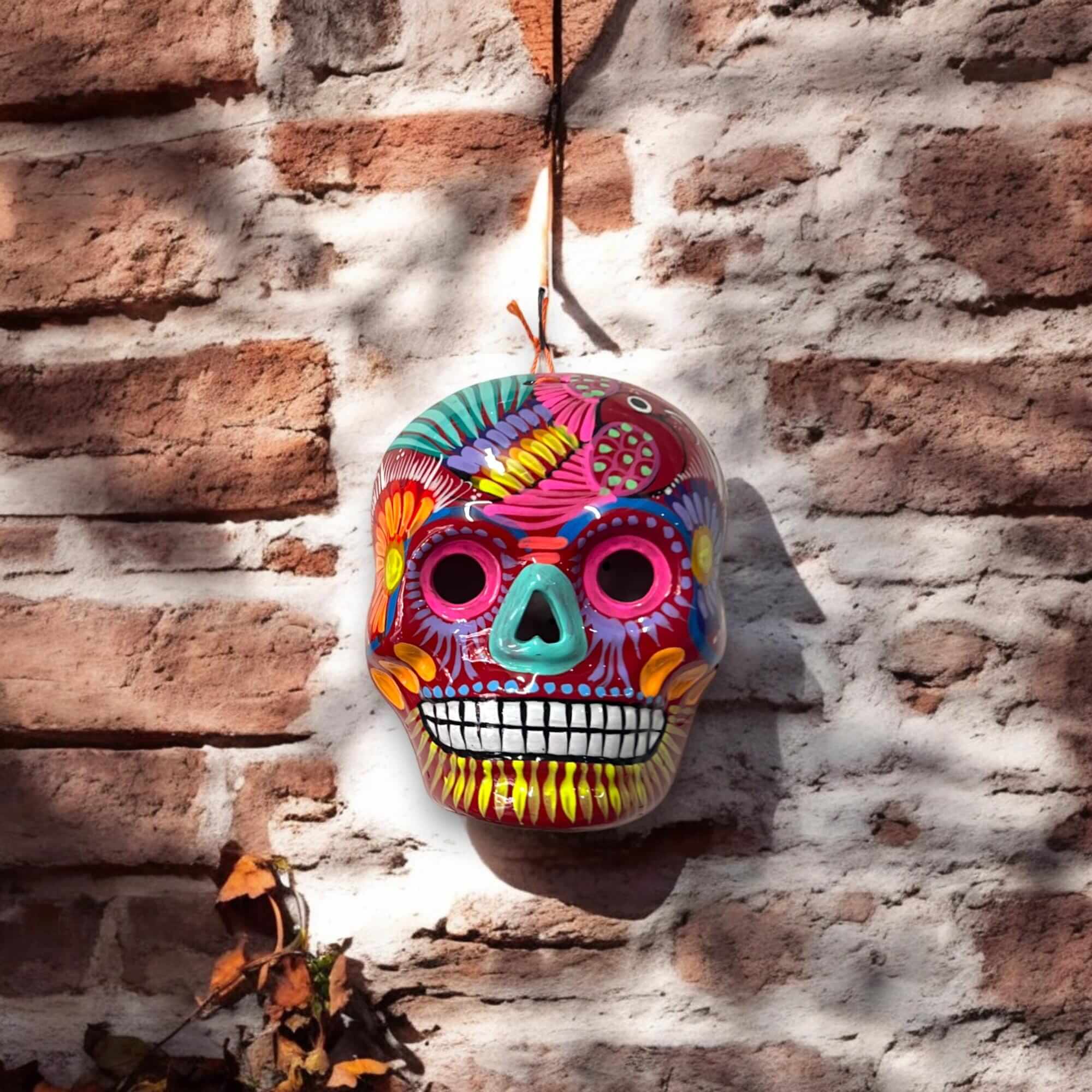 Colorful Calavera Skull | Hand - Painted Mexican Wall Art Decor Guerrero Wall Art La Vie Bien Colorful Calavera Skull | Hand - Painted Mexican Wall Art Decor