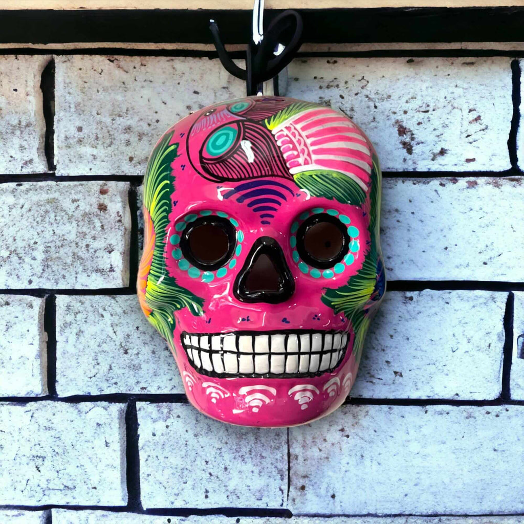 Colorful Calavera Skull | Hand - Painted Mexican Wall Art Decor Guerrero Wall Art La Vie Bien Colorful Calavera Skull | Hand - Painted Mexican Wall Art Decor