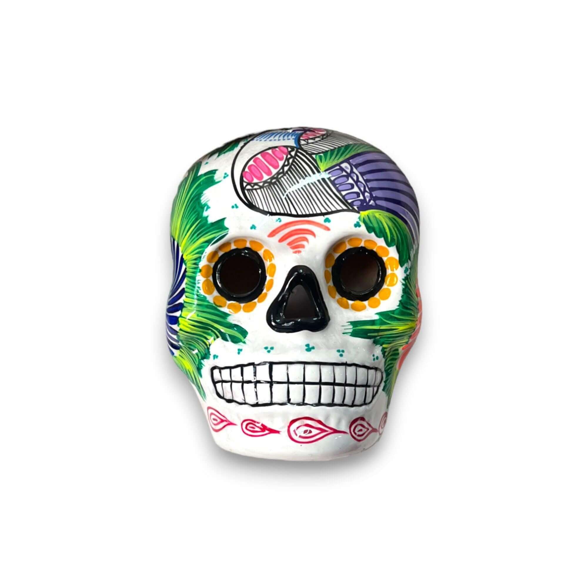 Colorful Calavera Skull | Hand - Painted Mexican Wall Art Decor Guerrero Wall Art La Vie Bien Colorful Calavera Skull | Hand - Painted Mexican Wall Art Decor