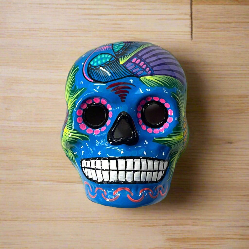 Colorful Calavera Skull | Hand - Painted Mexican Wall Art Decor Guerrero Wall Art La Vie Bien Colorful Calavera Skull | Hand - Painted Mexican Wall Art Decor