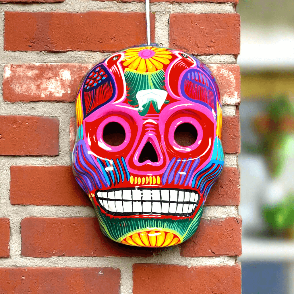 Colorful Calavera Skull | Hand - Painted Mexican Wall Art Decor Guerrero Wall Art La Vie Bien Colorful Calavera Skull | Hand - Painted Mexican Wall Art Decor