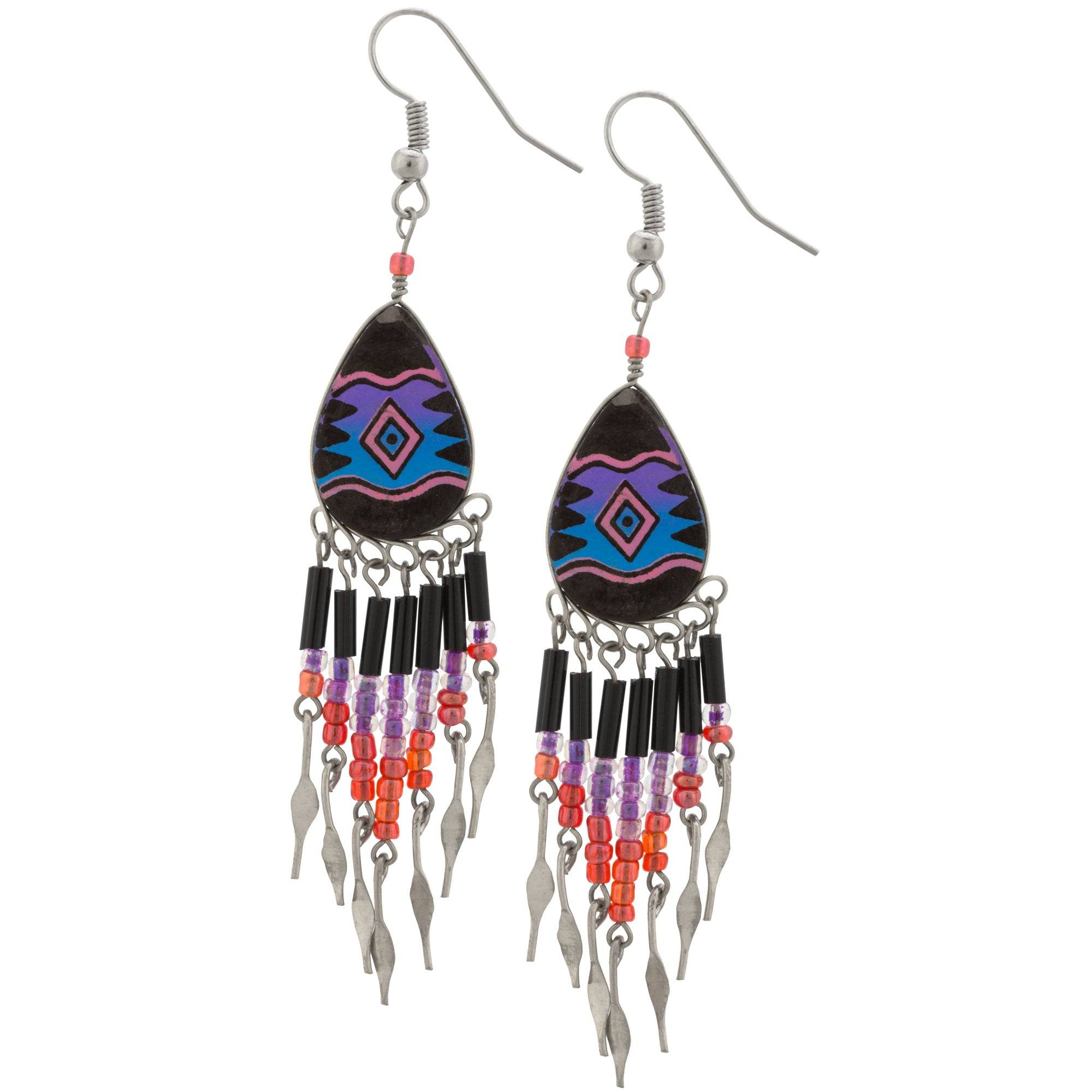 Colorful Ceramic Teardrop Chandelier Earrings Earrings - Fashion La Vie Bien Colorful Ceramic Teardrop Chandelier Earrings