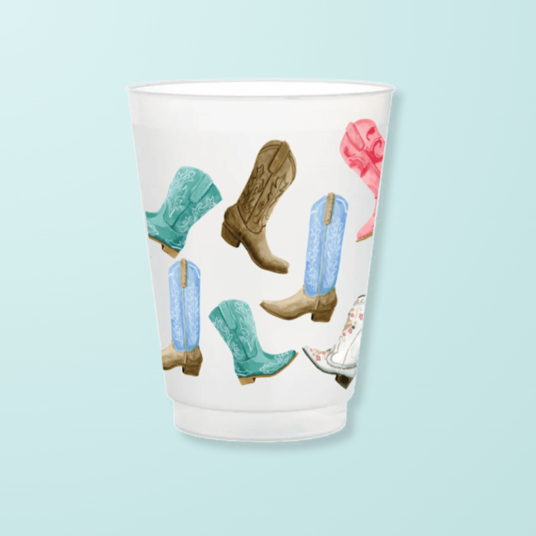 Colorful Cowboy Boots Frosted Cups Frosted Cups La Vie Bien Colorful Cowboy Boots Frosted Cups
